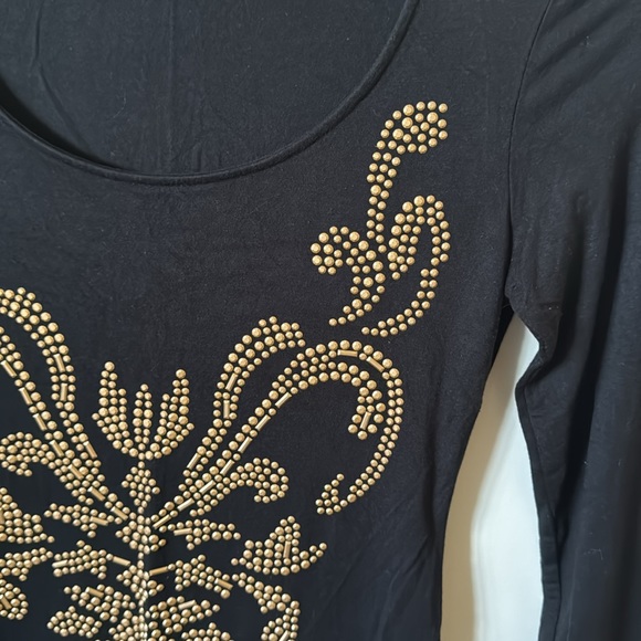 CACHE Womens XS/Black Beaded vintage top - Picture 4 of 7